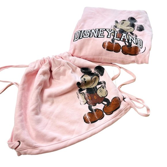 Disney Tops - Walt Disney Disneyland Pink Mickey Mouse Hoodie & Sweatshirt Drawstring Backpack